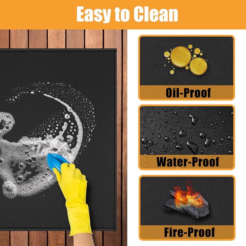 Amerbro 36x48in Heat Resistant Grill Mats for Outdoor Grill to Protect Your Prep Table and Outdoor Grill Table - Fire Proof & Water Proof & Oil Proof BBQ Mat - Black (1mm) - Image 4